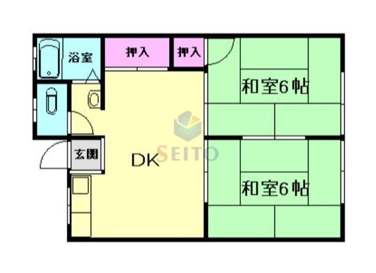 草野マンション8号館(2DK/4階)の間取り写真