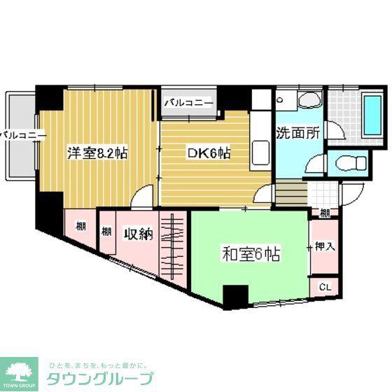 第2パールハイツ(2DK/5階)の間取り写真