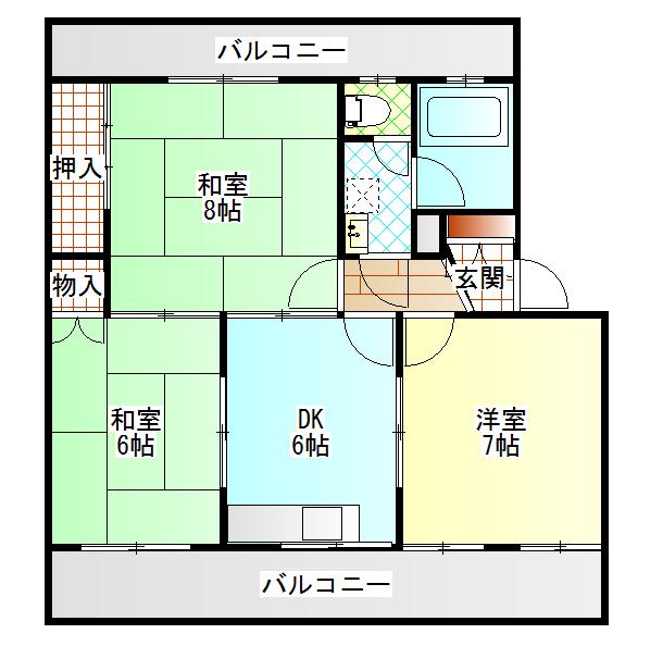 SKマンション(3DK/3階)の間取り写真