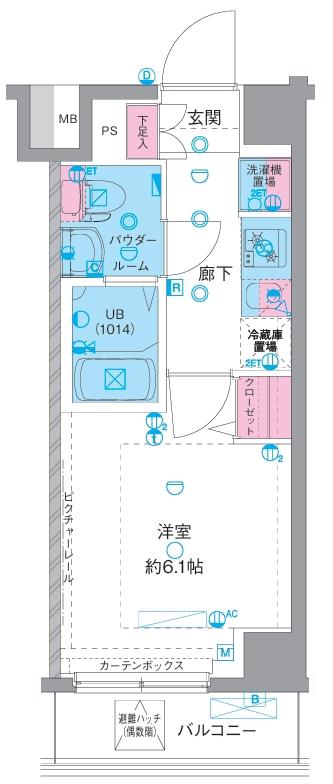 エストゥルース横浜吉野町II(1K/5階)の間取り写真