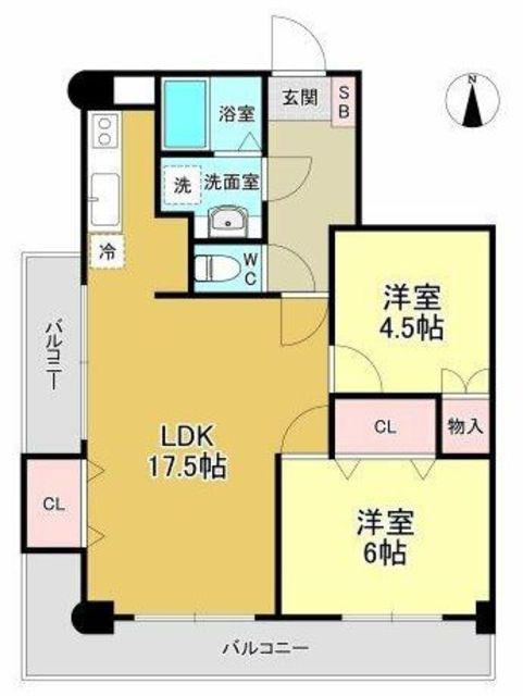 グランピエール(2LDK/2階)の間取り写真