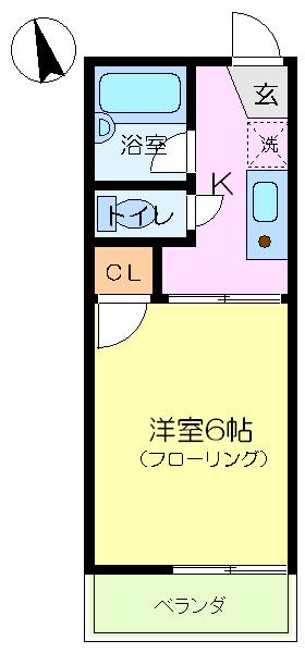 コーポ小浜(1K/2階)の間取り写真