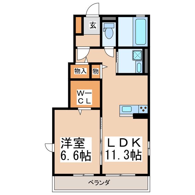 グレイシャスC(1LDK/1階)の間取り写真