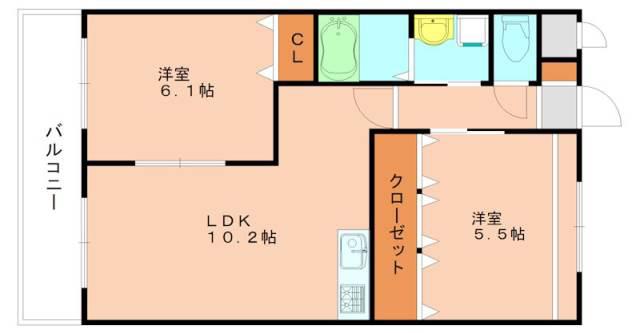 サニーコートYS(2LDK/2階)の間取り写真