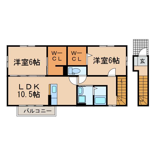 アンシャンテ(2LDK/2階)の間取り写真