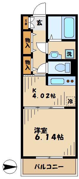 ロイヤルパーク多摩川1(1DK/4階)の間取り写真