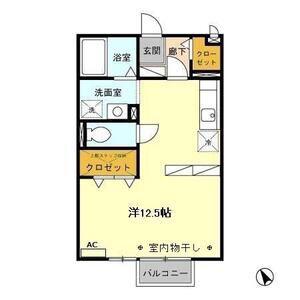 シャルムすずか B(ワンルーム/2階)の間取り写真