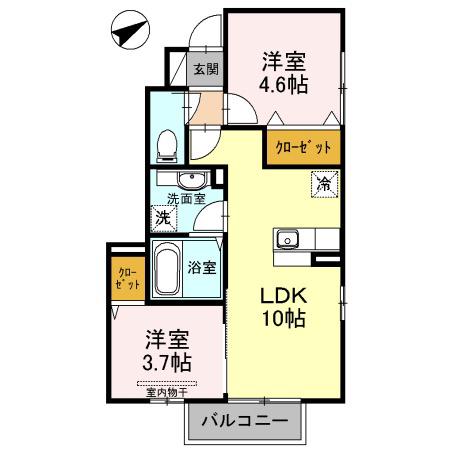 D-HOUSE B棟(2LDK/1階)の間取り写真
