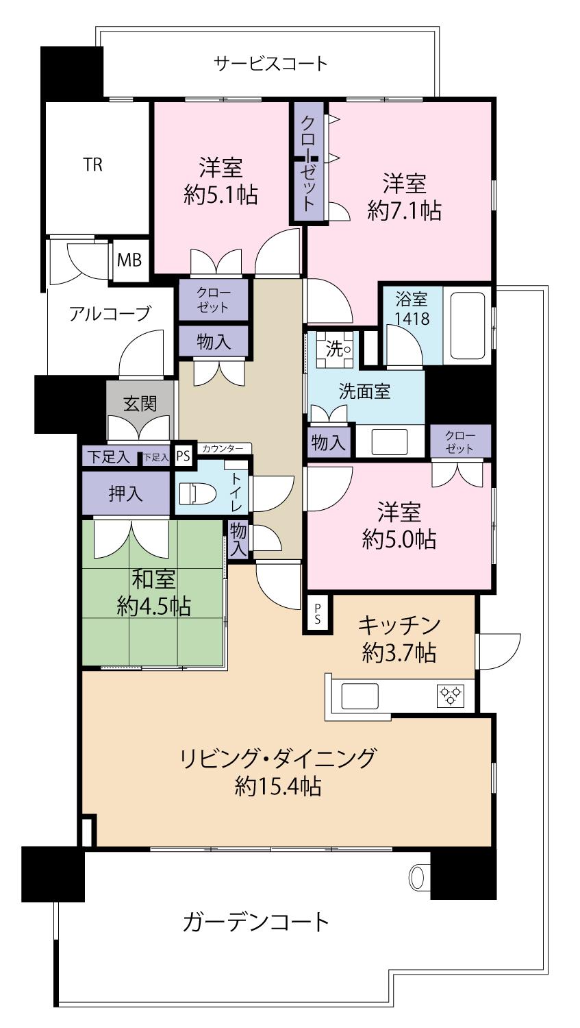 セントラルパーク香椎照葉 壱番館(4LDK/12階)の間取り写真