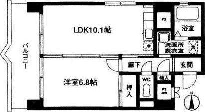MF10ビル(1LDK/4階)の間取り写真