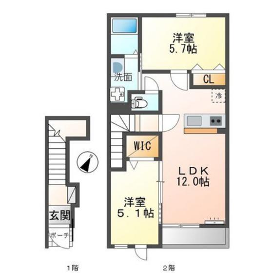 FOREST HOUSE(2LDK/2階)の間取り写真