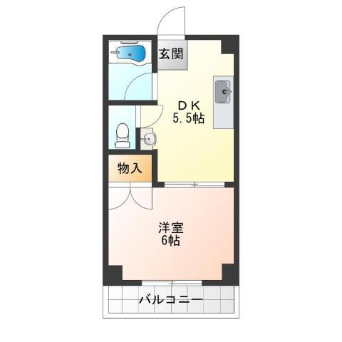 パールハウス粉浜(1DK/3階)の間取り写真