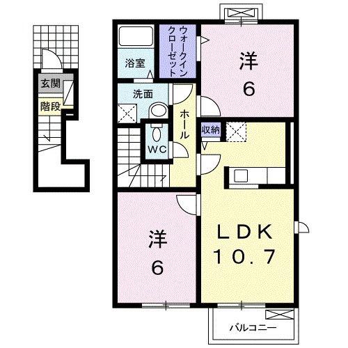 ルース デラ プレッソ III(2LDK/2階)の間取り写真