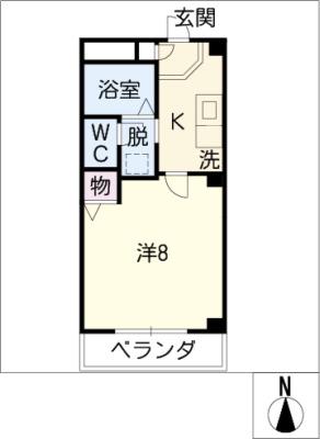 地下鉄鶴舞線 原駅(愛知) 徒歩8分 4階建 築19年(1K/4階)の間取り写真
