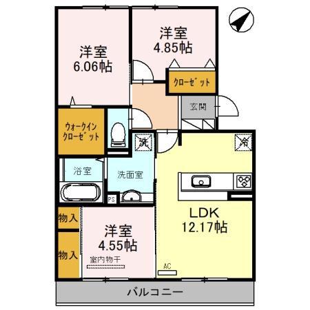 クラスペディア 守山市浮気町(3LDK/3階)の間取り写真