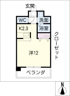HOLY CORRECT・桜山(1K/2階)の間取り写真