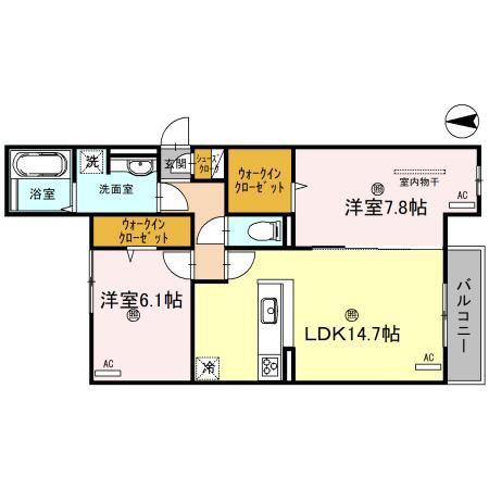 スペチアーレ巽中 A棟(2LDK/3階)の間取り写真