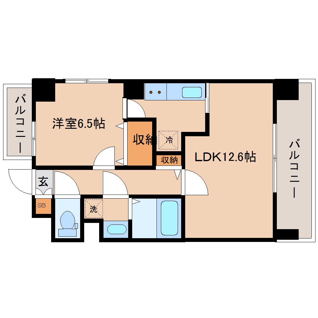 サンヴァーリオ新田駅前I(1LDK/2階)の間取り写真