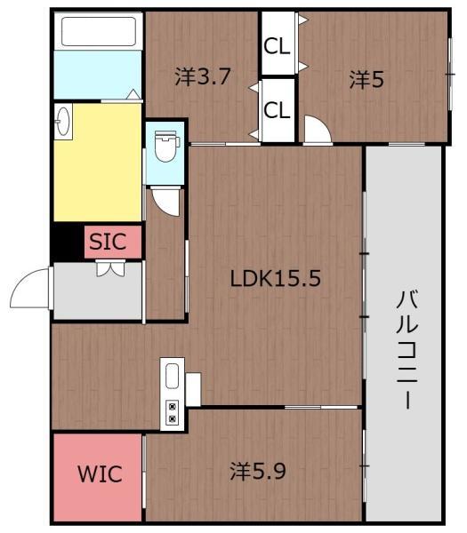 アルテマイスター堀川(3LDK/5階)の間取り写真