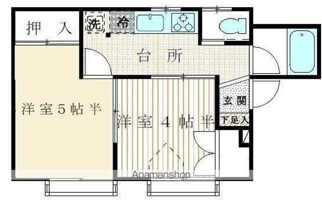 KAI・KENコーポ(2K/1階)の間取り写真