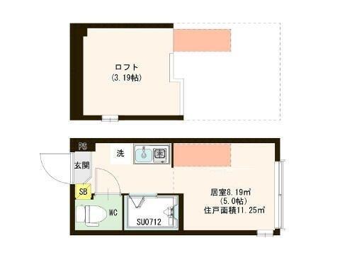 ハーモニーテラス大倉山(ワンルーム/1階)の間取り写真