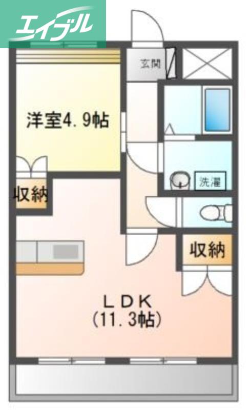 エルガーデン白石(1LDK/2階)の間取り写真