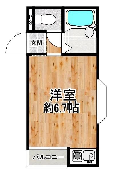ハイツ山口(ワンルーム/4階)の間取り写真