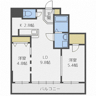 札幌中央レジデンス(2LDK/6階)の間取り写真