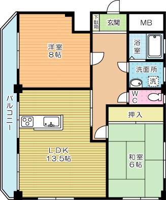 リ・エクラII(2LDK/4階)の間取り写真