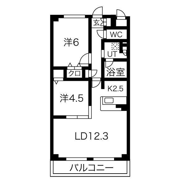 フェリーチェI(2LDK/1階)の間取り写真