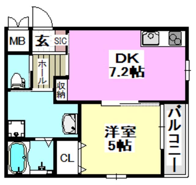 フローリッシュ正雀本町(1DK/3階)の間取り写真