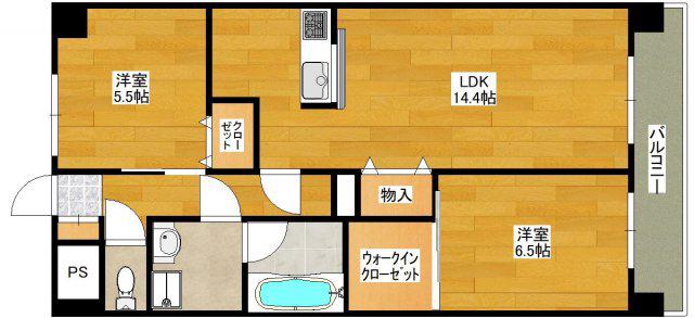 メゾンド江坂(2LDK/6階)の間取り写真