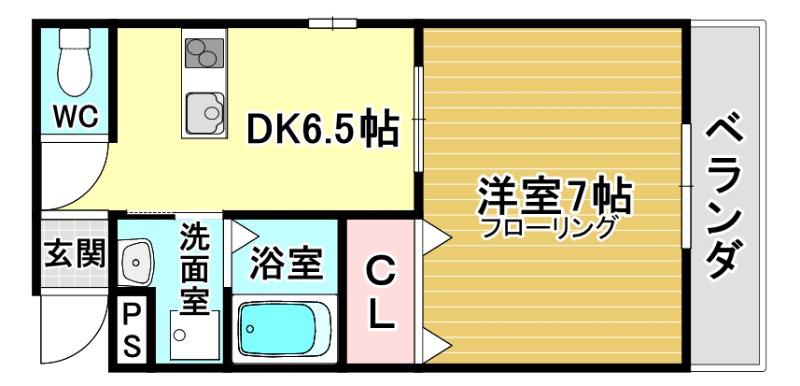 コンフォール姫里III(1DK/1階)の間取り写真