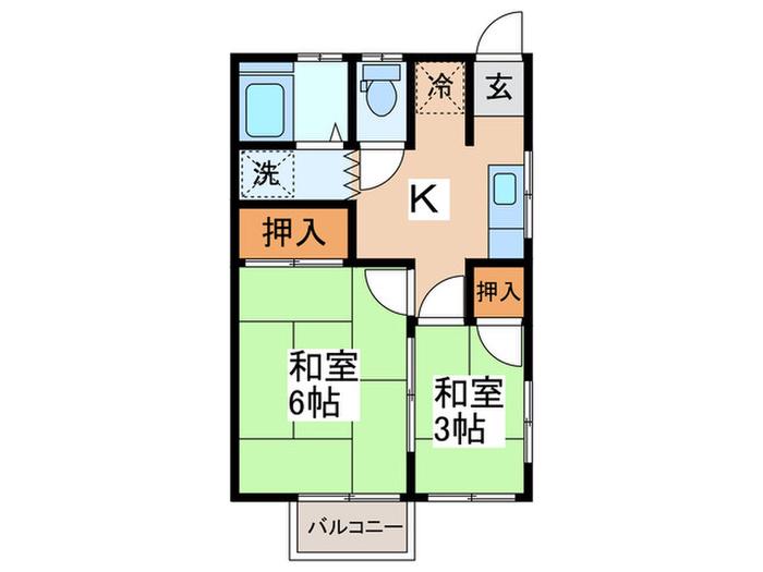 高橋荘(2K/2階)の間取り写真