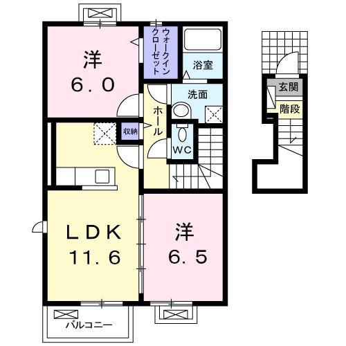 サンリット・メゾン・山崎II(2LDK/2階)の間取り写真