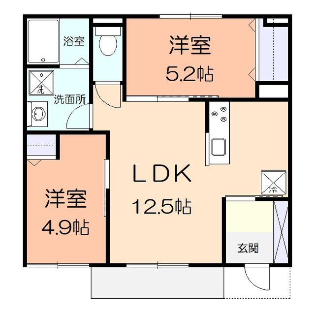 ボナールV(2LDK/1階)の間取り写真