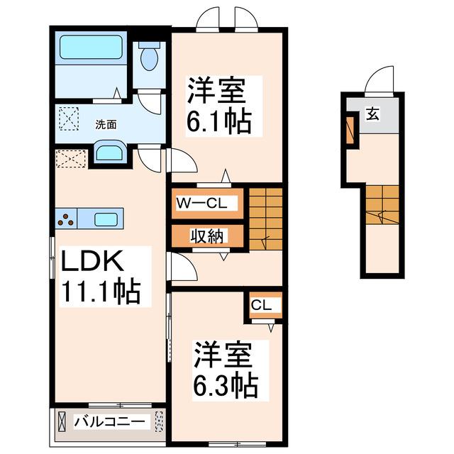 ネーロ スタイル(2LDK/2階)の間取り写真