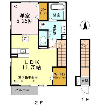 セジュール草薙(1LDK/2階)の間取り写真