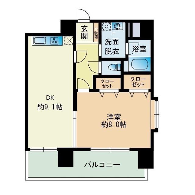 高口箔屋ビル(1DK/3階)の間取り写真