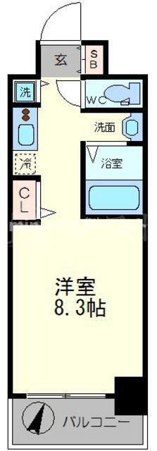 ララプレイス大阪ウエストプライム(1K/14階)の間取り写真