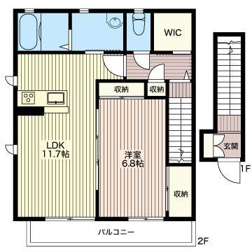 S376(1LDK/2階)の間取り写真