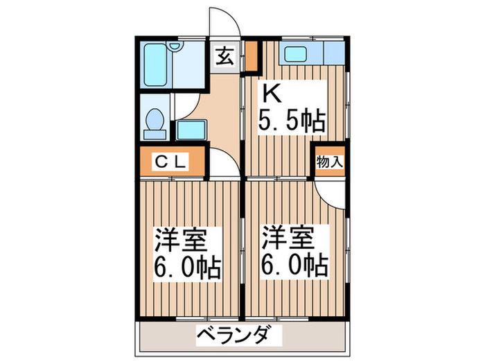 コーポタナベ2(2K/2階)の間取り写真
