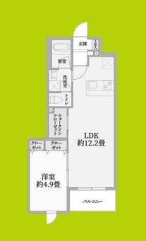 ウェルスクエア万代東(1LDK/2階)の間取り写真
