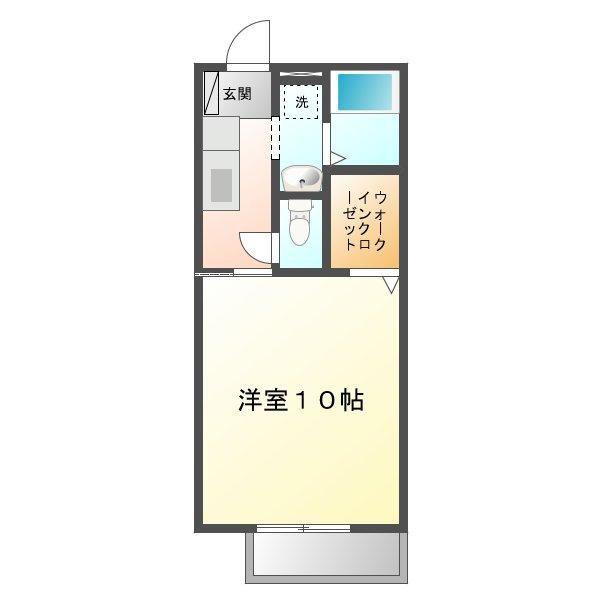 ウェルヴィラ東福山A(1K/1階)の間取り写真
