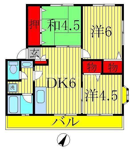 コーポラスNO13(3DK/2階)の間取り写真