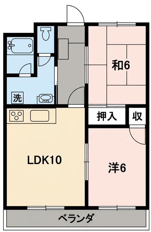 VILLA OASIS(2LDK/2階)の間取り写真