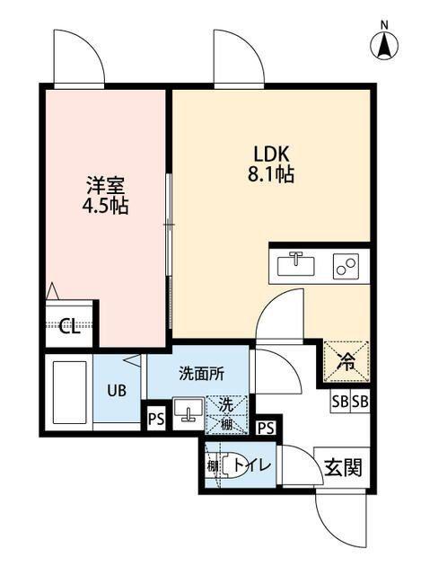 センヨウスクエア武蔵小杉(1LDK/1階)の間取り写真