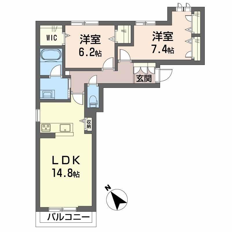 シャーメゾン ミモザ(2LDK/2階)の間取り写真