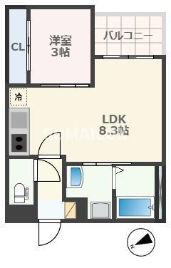 R-SMART花園3(1LDK/2階)の間取り写真