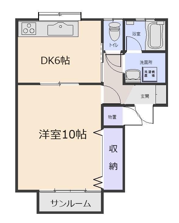 ドリームカーサ II(1DK/2階)の間取り写真